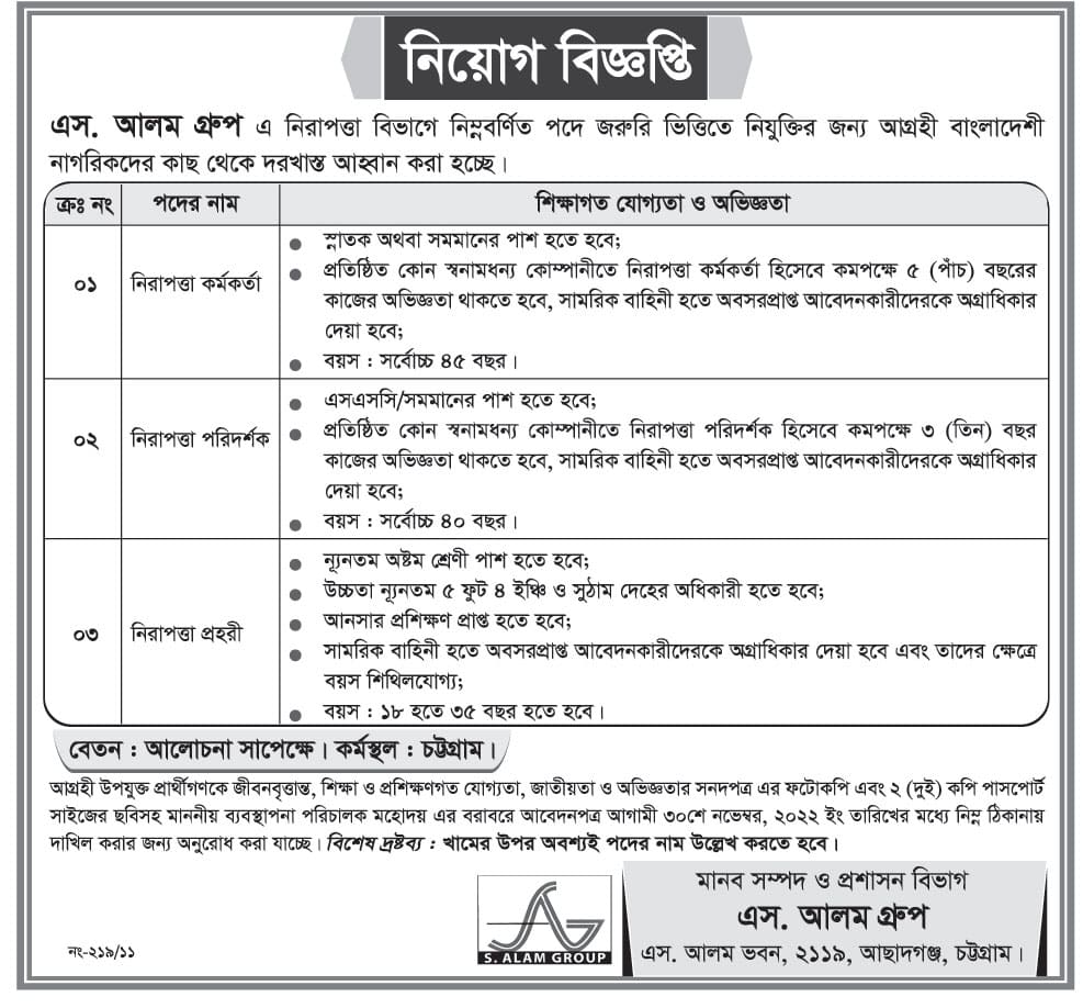 S Alam Group of Company Job Circular 2022