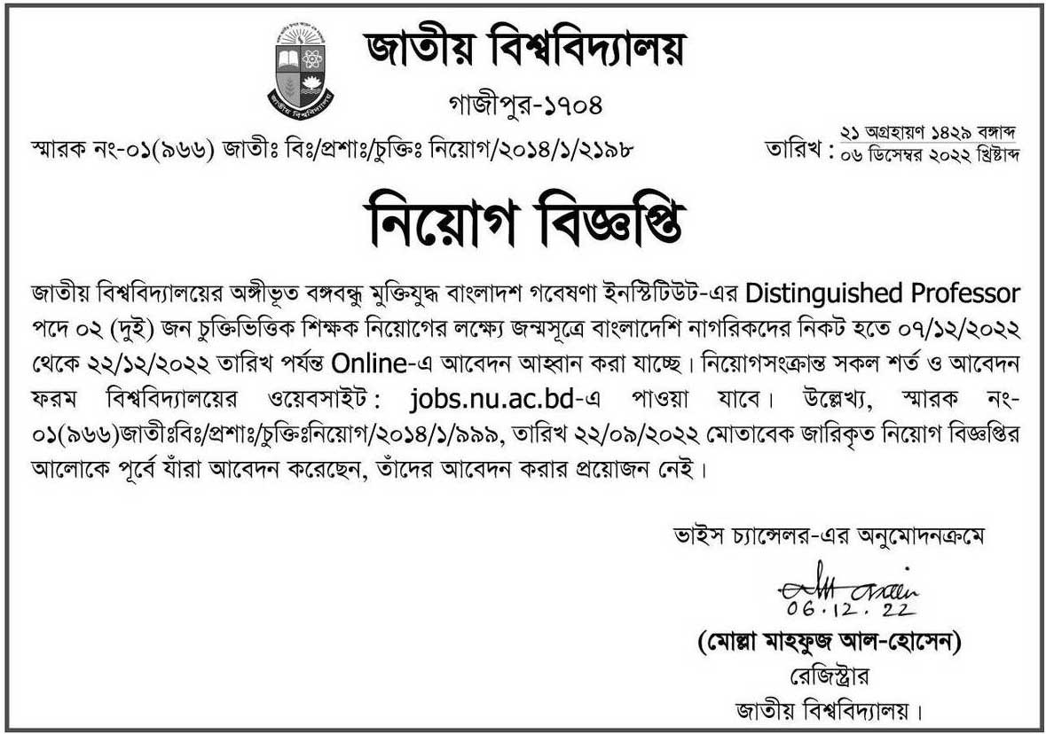 National University Job Circular 2022 Best BDJobsEdu