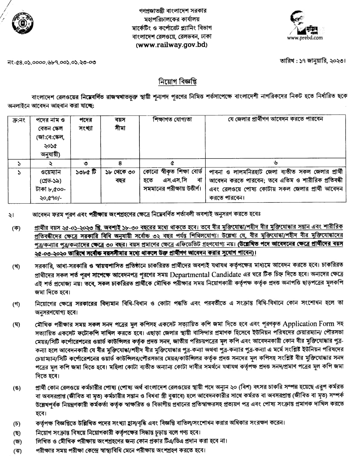 Bangladesh Railway Job Circular 2023 