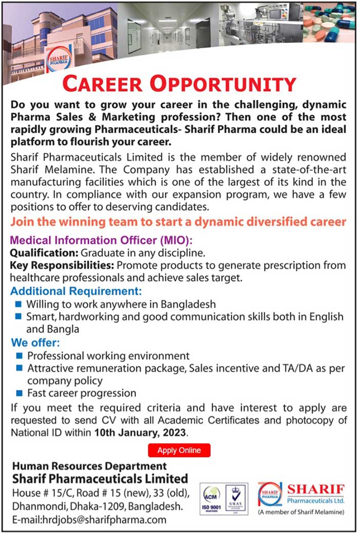 Pharmaceutical Job Circular 2023
