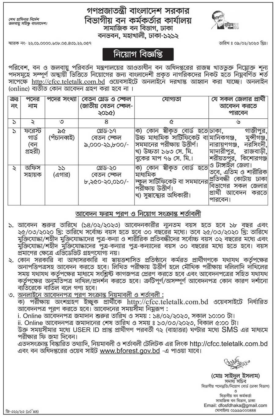 Ministry of Environment and Forests job Circular 2023