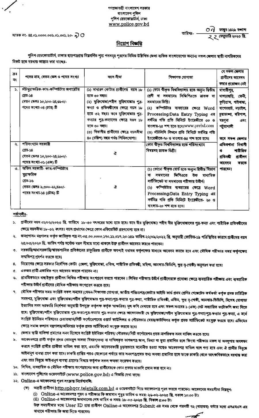 Bangladesh Police Job Circular 2023